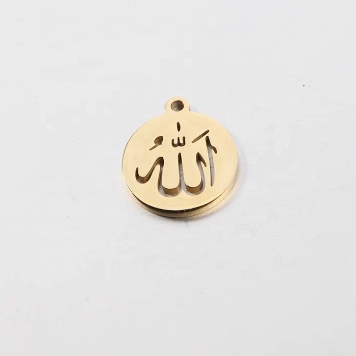 Muslim Islamic Religious Cheap Wholesale Stainless Steel Hollow Quran Allah Charms For DIY Jewelry Accessories Making