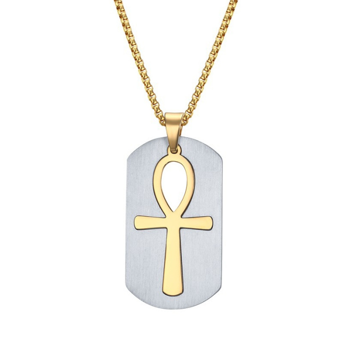 Egyptian hieroglyph ankh cross pendant life symbol meaning delicate stainless steel 18k gold ankh necklace jewelry for men women