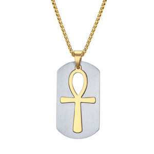 Egyptian hieroglyph ankh cross pendant life symbol meaning delicate stainless steel 18k gold ankh necklace jewelry for men women