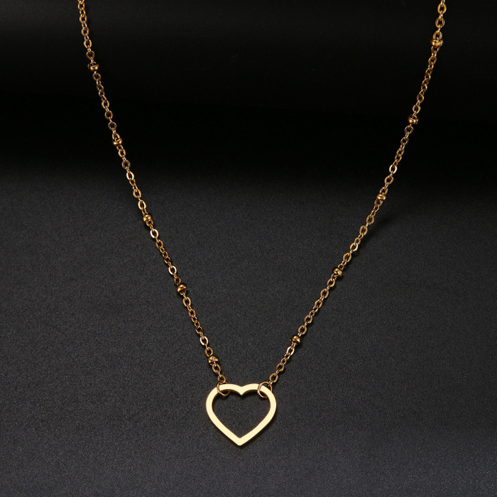 Minimalist delicate silver/gold plated cute women fashion jewelry 16 inches chain stainless steel heart choker necklace