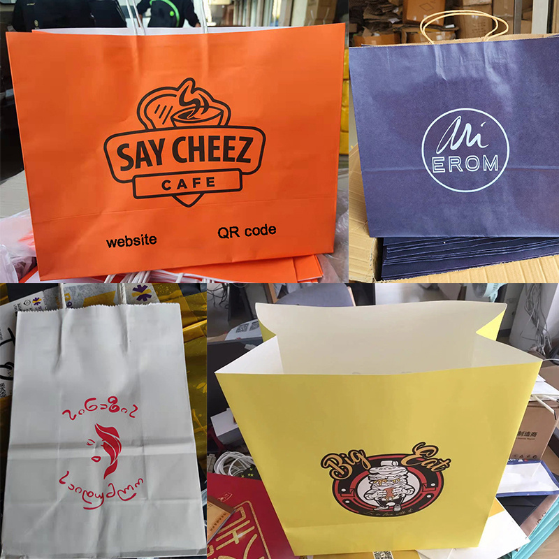 custom cheap wholesale price paper bag brown kraft black white hot stamping gold foil logo embossed