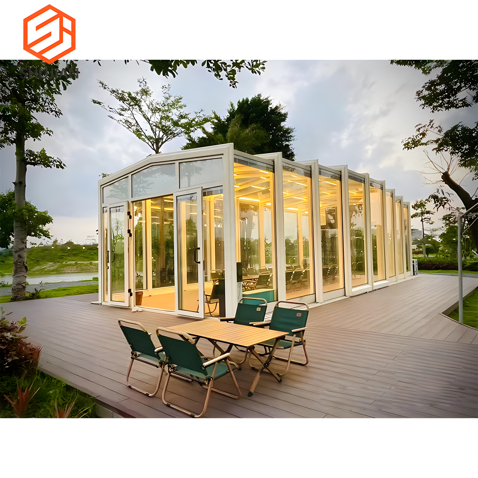 Electric mobile outdoor sun room four season aluminum glass room electronic sun room