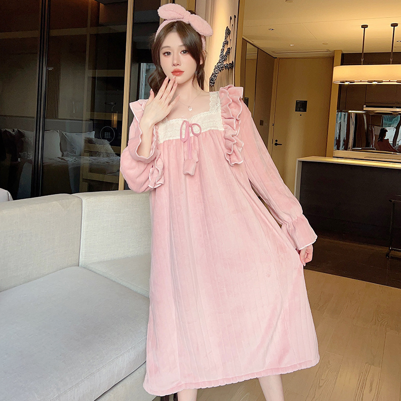 winter flannel pajamas high quality cute  girls wholesale fleece women ladies night suits pyjamas Women's Sleepwear