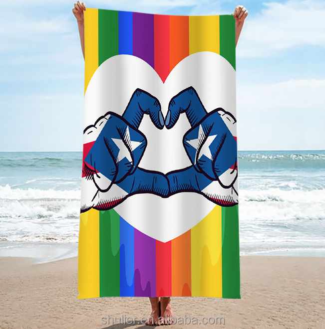 Hot sale Puerto Rico Flag  Beach Towel Beach Blanket Yoga Mat Soft Absorbent Fast Dry Beach Towels