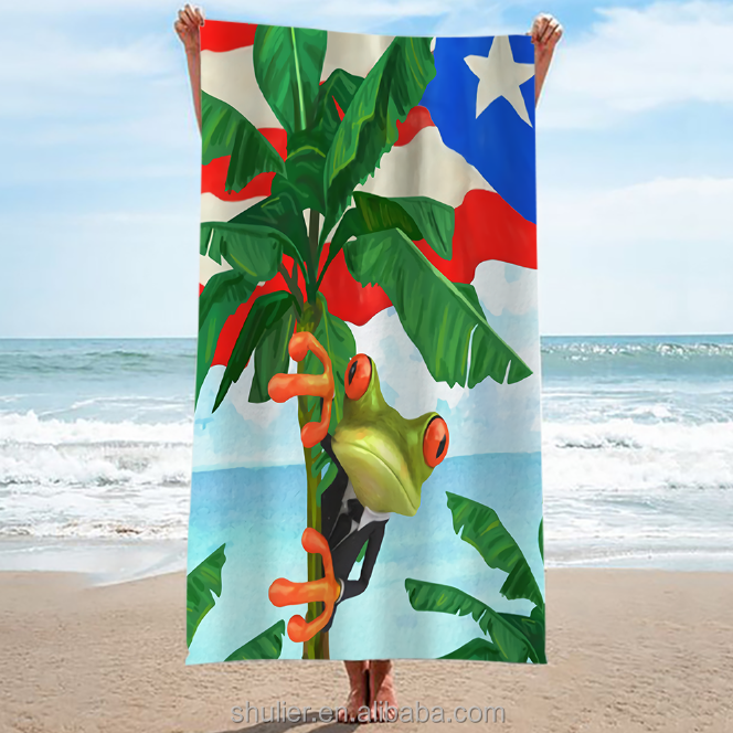 Hot sale Puerto Rico Flag  Beach Towel Beach Blanket Yoga Mat Soft Absorbent Fast Dry Beach Towels