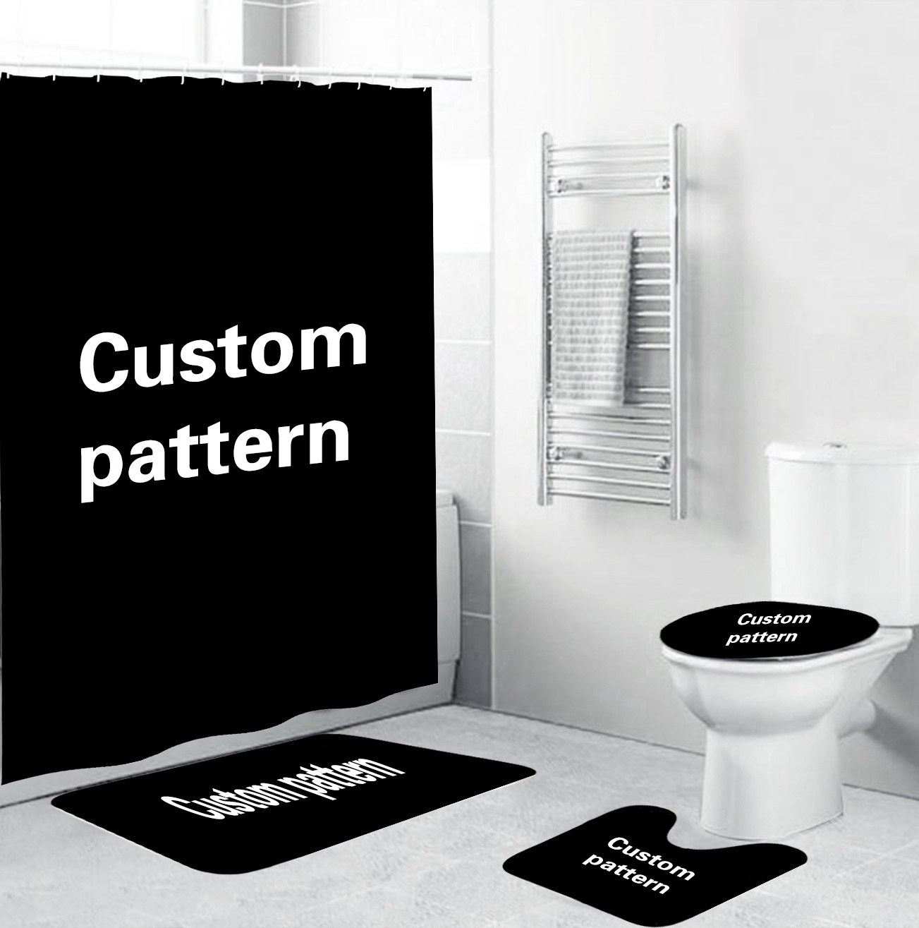 Wholesale custom 3D printed hot Puerto Rico souvenir logo high quality waterproof shower curtain set for the bathroom