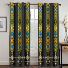 Custom European Ethiopian Traditional Design Shade Curtains 2pcs Bohemian Style Living Room Bedroom Home Decor Curtains