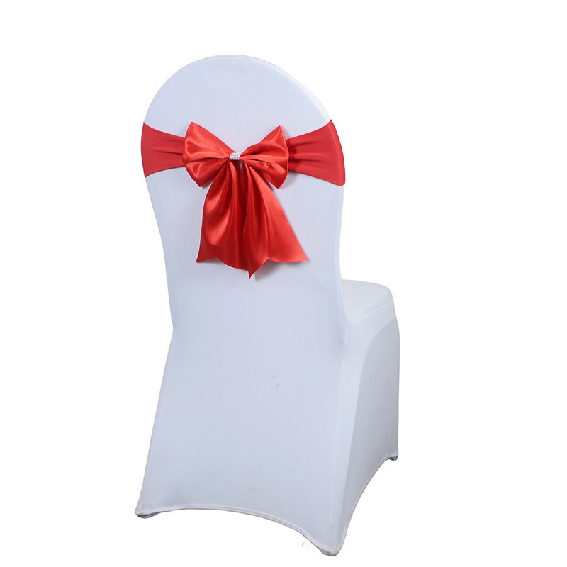 blue Chair back flower bow tie hotel wedding wedding supplies props chair cover satin elastic free tie decoration