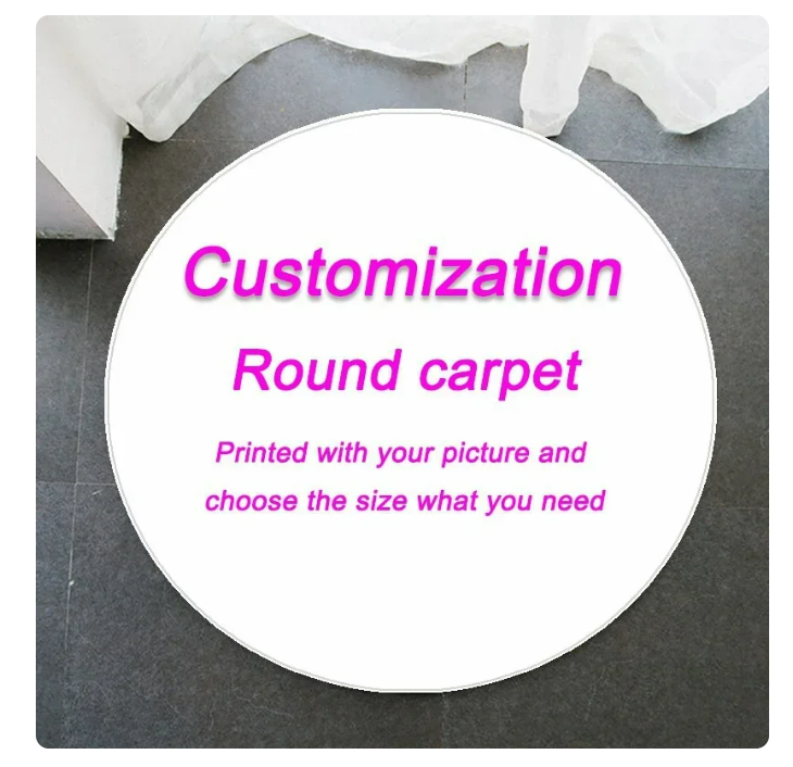 Custom Logo Mat Circle Carpet Anti-Slip Round Area Rug Large for Home Living Room Bedroom Decor Chair Drum Rug Chair Doormat