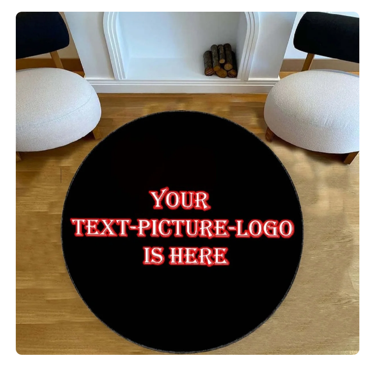 Custom Logo Mat Circle Carpet Anti-Slip Round Area Rug Large for Home Living Room Bedroom Decor Chair Drum Rug Chair Doormat