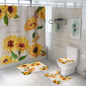 Hot Selling Custom Print sunflower Shower Curtains Set Unique Design for Kids