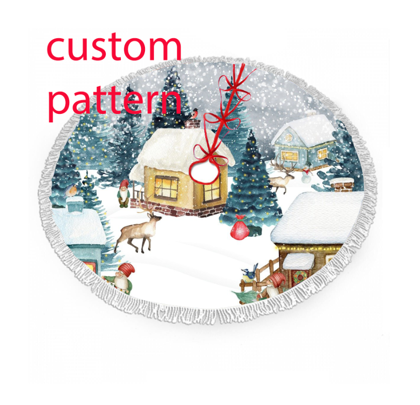 Wholesale Christmas Tree Bottom Decorations Snow Deer Knitted Tree Skirt Christmas