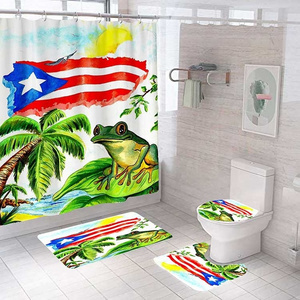 Wholesale Custom Puerto Rico Flag Shower Curtains Bathroom Set