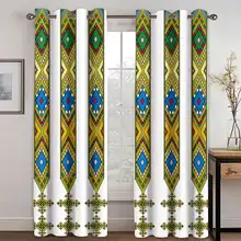 Custom European Ethiopian Traditional Design Shade Curtains 2pcs Bohemian Style Living Room Bedroom Home Decor Curtains