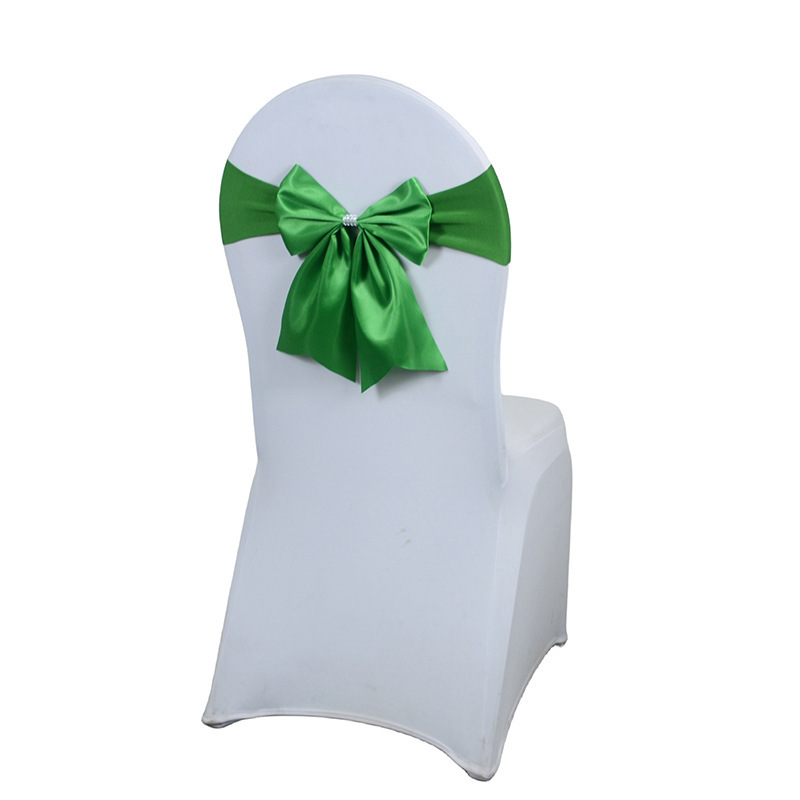 blue Chair back flower bow tie hotel wedding wedding supplies props chair cover satin elastic free tie decoration