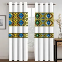 Custom European Ethiopian Traditional Design Shade Curtains 2pcs Bohemian Style Living Room Bedroom Home Decor Curtains