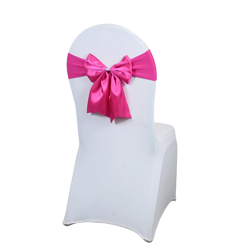 blue Chair back flower bow tie hotel wedding wedding supplies props chair cover satin elastic free tie decoration