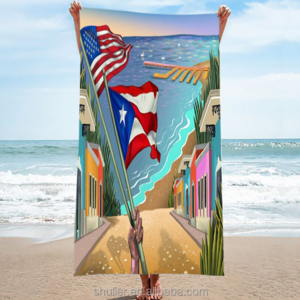 Hot sale Puerto Rico Flag  Beach Towel Beach Blanket Yoga Mat Soft Absorbent Fast Dry Beach Towels