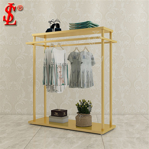 Custom Single Free Standing Clothing Display Rack Furniture Gold Shiny RACKS