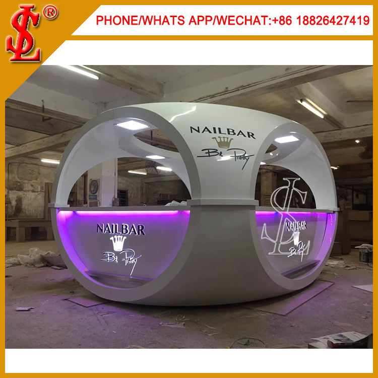 Nail Bar Kiosk For Manicure Pedicure in Shopping Mall Nail Kiosk Design