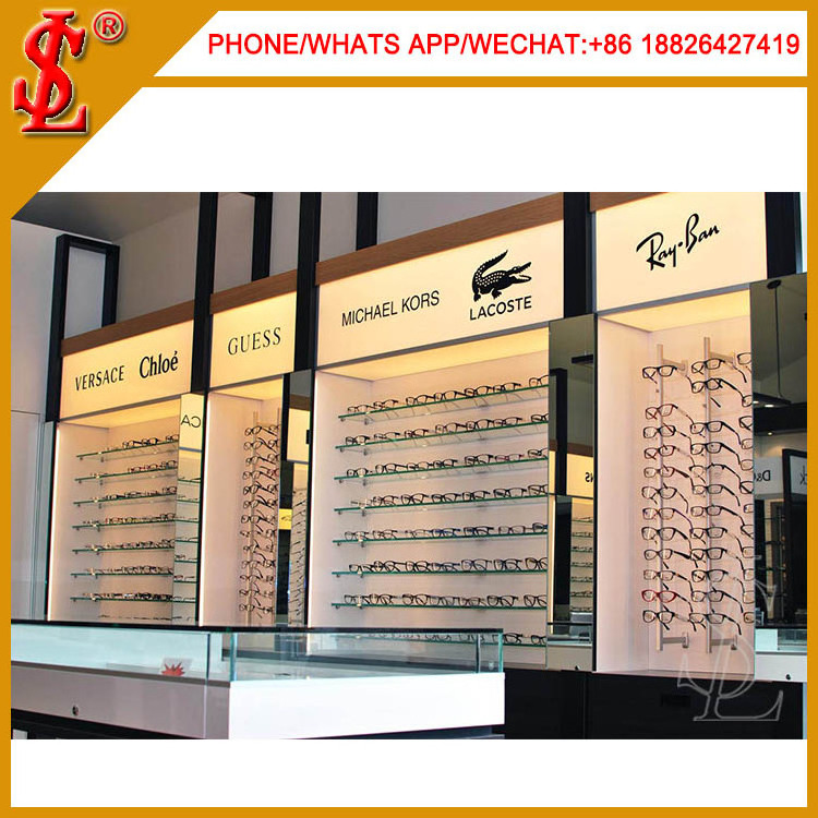 Wall Mount Wood Spectacle Locking Display Stand Sunglass Shop Design Optical Display Cabinets Optical Frame Display Furniture