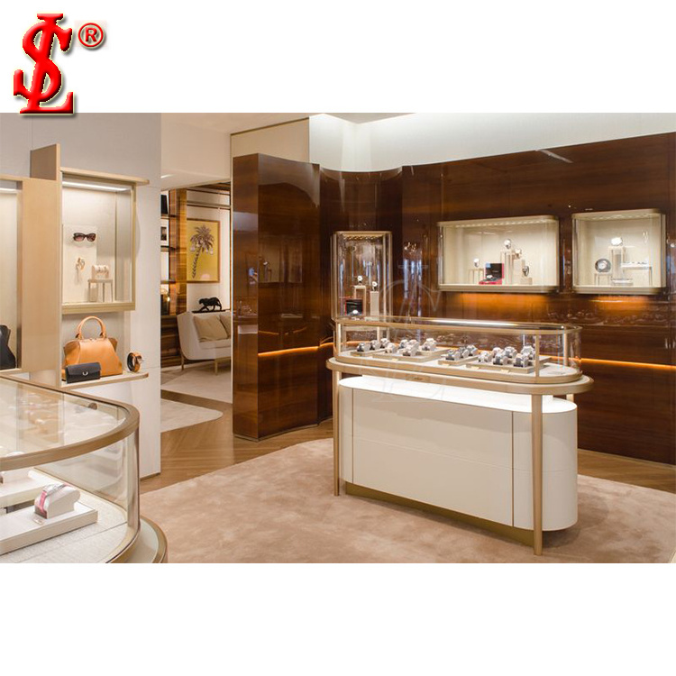 Antique Wooden Style Jewelry Showroom Furniture Mobile Used Glass Display Cases Jewelry Used Jewellery Display Counter