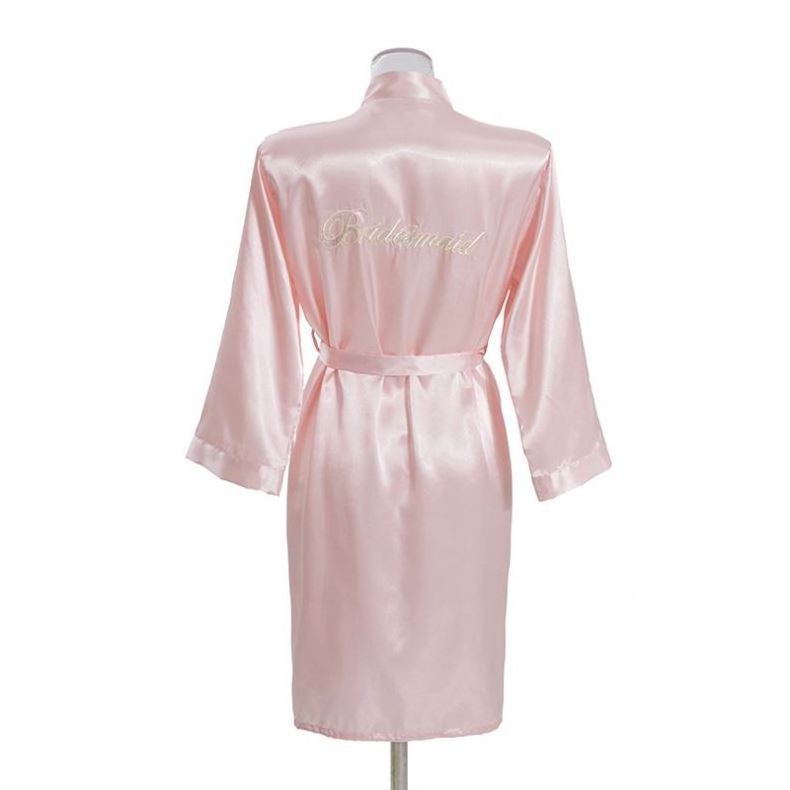 Hot sell Colors Solid summer silk satin pajama Robe Custom Embroidery logo Women Bridesmaid Robes Sleepwear