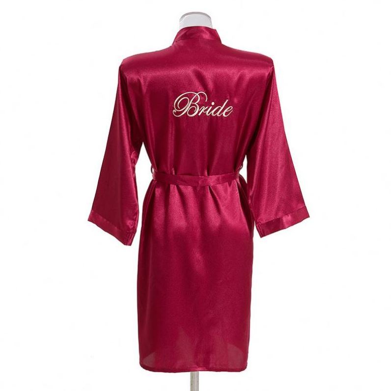 Hot sell Colors Solid summer silk satin pajama Robe Custom Embroidery logo Women Bridesmaid Robes Sleepwear