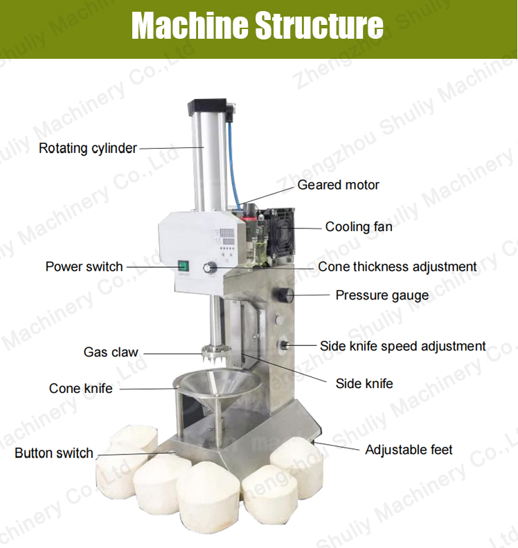 coconut desheller green tender coconut peeler cutting to diamond shape young coconut trimming machine