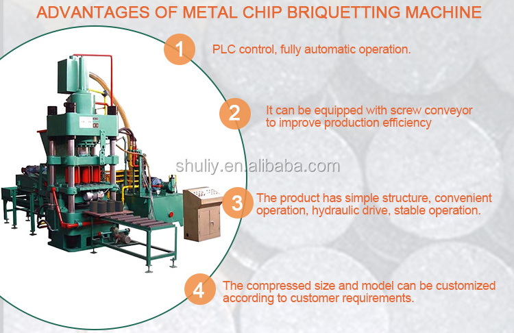 hydraulic aluminium chips metal block briquetting iron ore fines briquette press machine