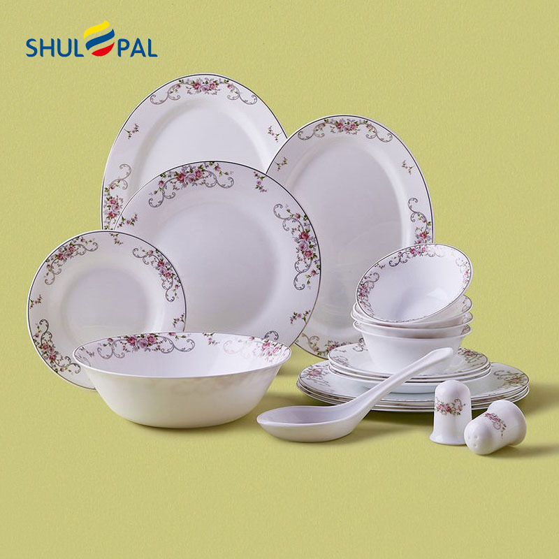 18Pcs Modern Luxury Stackable Decals Dinnerware Pakistan Style Opalware Wedding Dinner Set