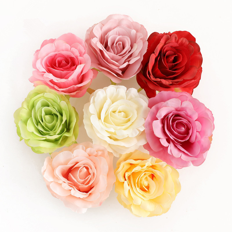 Factory sale flower wall decoration rose head 9cm silk flower heads