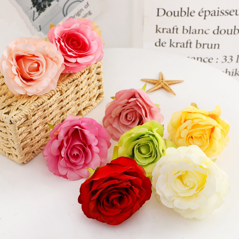 Factory sale flower wall decoration rose head 9cm silk flower heads