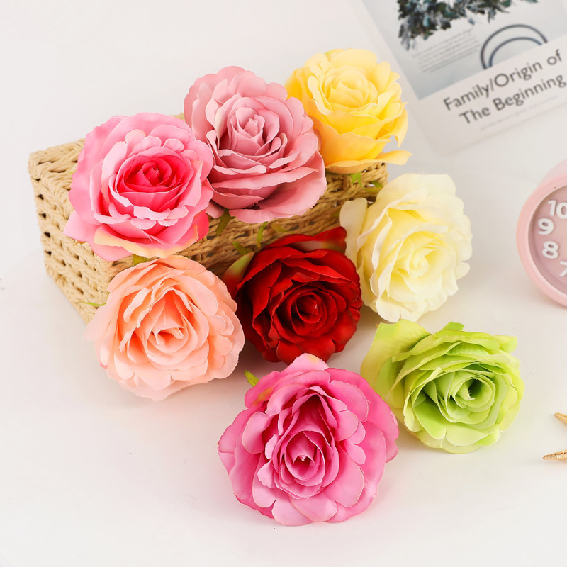 Factory sale flower wall decoration rose head 9cm silk flower heads