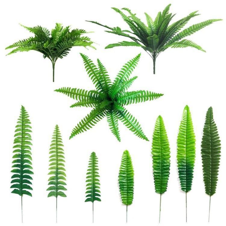 Factory sale silk boston fern plant wall decoration  green leaves artificial fern