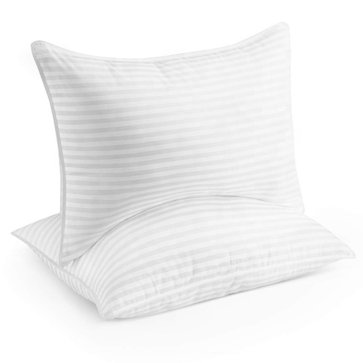 Woven cotton plain sleep pillow case covers pillow shell with pipping