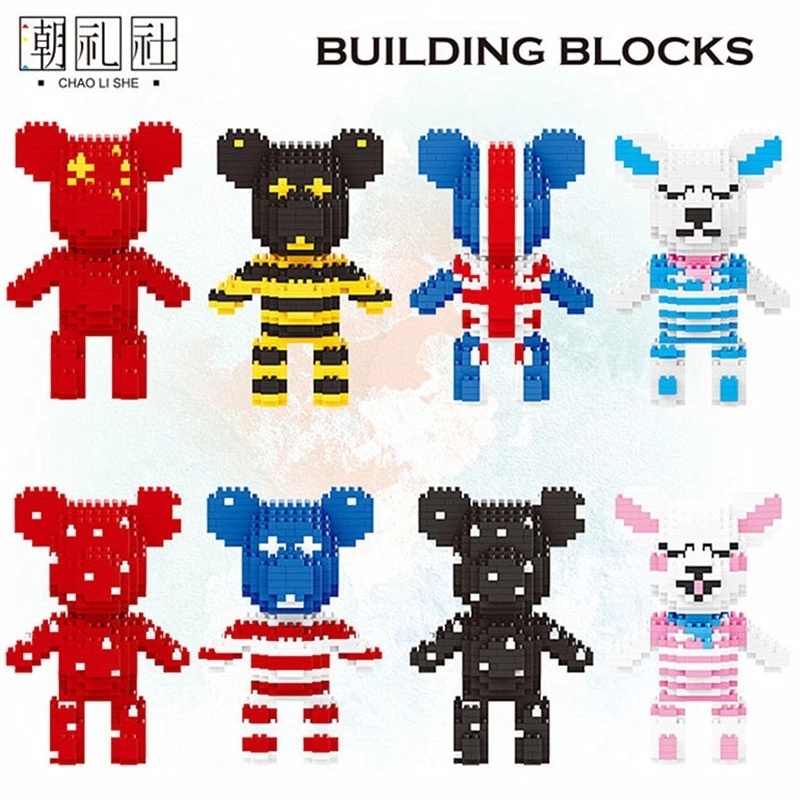 MINI Blocks Cute Brick Bear Cartoon Auction Figures Bearbrick for Kids Gifts Gloomy Children Toys Girls Birthday Present