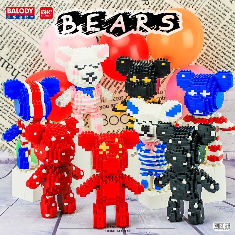 MINI Blocks Cute Brick Bear Cartoon Auction Figures Bearbrick for Kids Gifts Gloomy Children Toys Girls Birthday Present