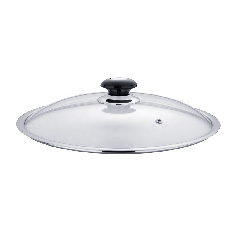 Popular Middle Pressure Frying Pan 304 Stainless Steel with Polished Surface and Glass Lid Convenient Safe