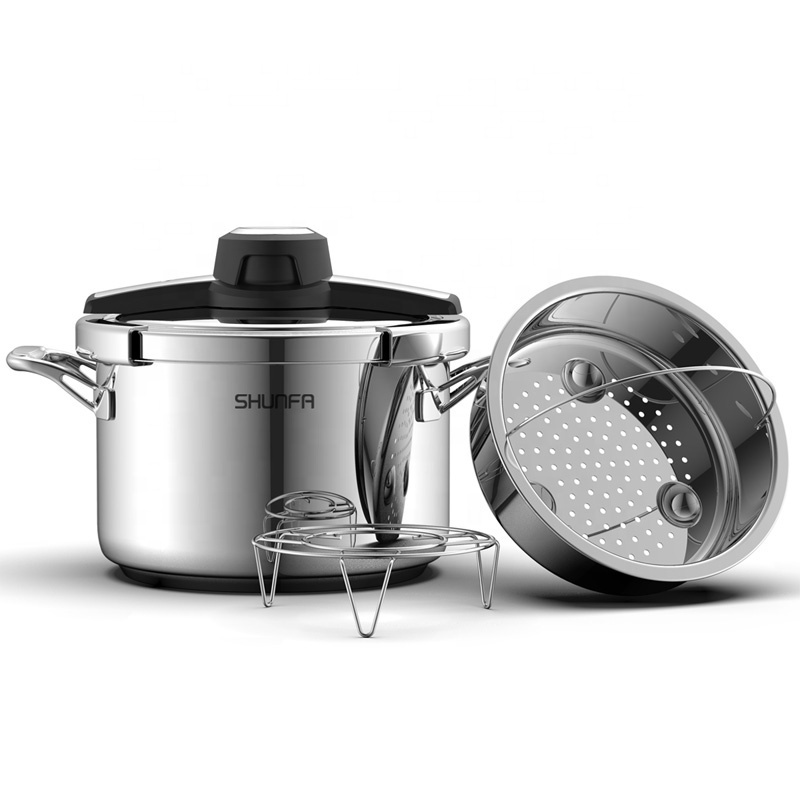 K-01 Fashion Designed Multi-Functional and Efficient Pressure Cooker 304 Stainless Steel Cookware in Different Sizes