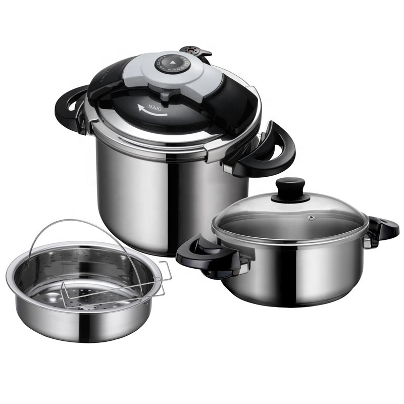 Covering Pressure Cooker Multifunction 304/201 Stainless Steel with Steamer Pot and Glass Lid 2 in 1 Set All-season 3.5L + 7.0L