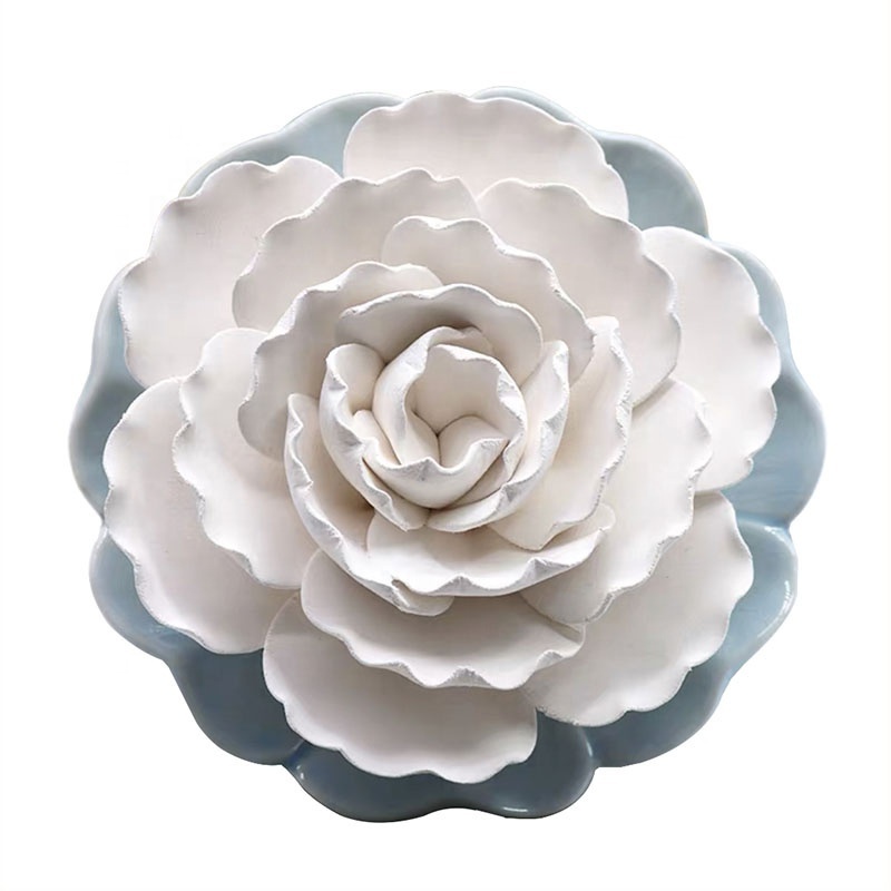 Wholesale Custom Air Freshener Ceramic Flower Diffuser Essential Oil Aroma Stone+Wood Diffuser SA-2108