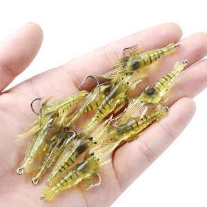 Luminous Shrimp for night fishing Lure 4cm Soft Prawn Shrimp Fishing Lure Bionic Artificial Bait With Lead Sea Fishing