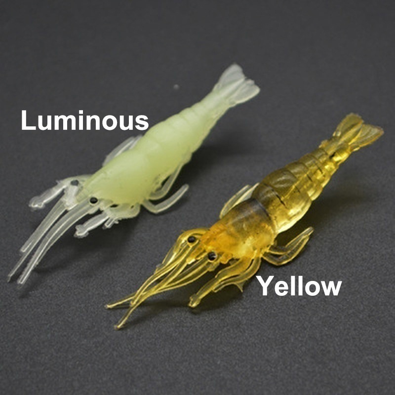 Luminous Shrimp for night fishing Lure 4cm Soft Prawn Shrimp Fishing Lure Bionic Artificial Bait With Lead Sea Fishing