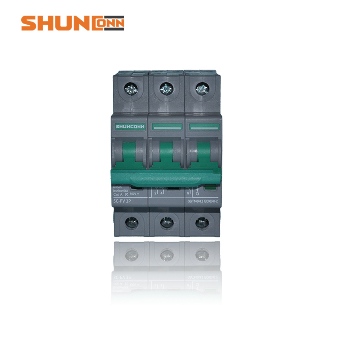 Shunconn DC mcb 40 amp circuit breaker 2Pole 3P 4P 63A miniature solar air electric current switch