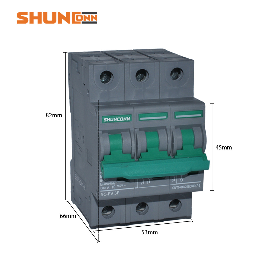 Shunconn DC mcb 40 amp circuit breaker 2Pole 3P 4P 63A miniature solar air electric current switch