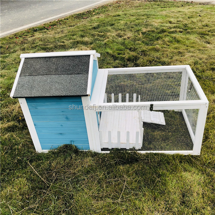 Rabbit House Breeding Wooden Fashion Luxury Running SDR025 Blue Wood SHUNDA Print Pet Cages, Carriers & Houses Wood Chicken Coop