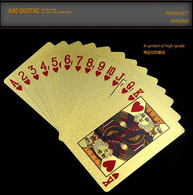 SHUNDA Plated Playing Cards Plastic Bags Poker Kem Cards Transparent Pvc Plastic New Products 24k Gold 100% Waterproof Custom