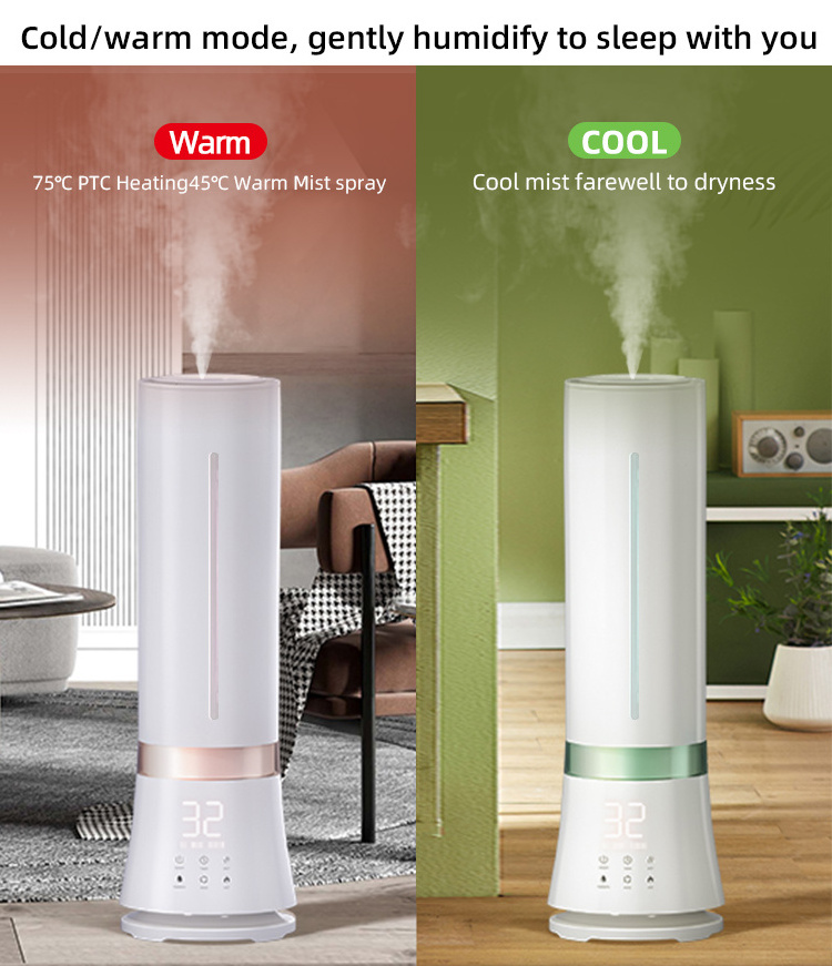 Household Use 9L Top filling cool and warm ultrasonic humidifier 107W Heating humidifier