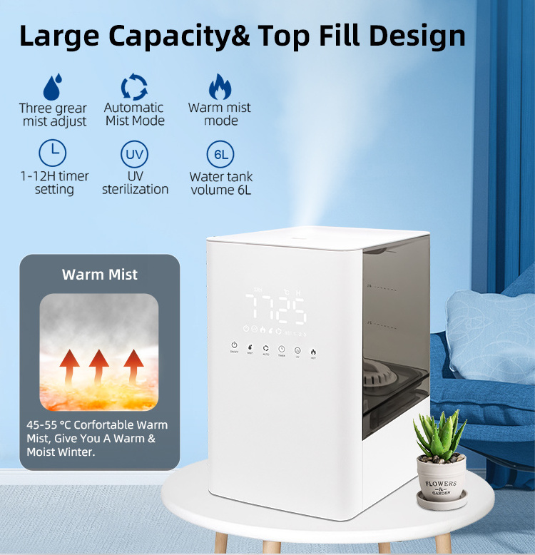 top Seller 6L Remote Control Top Fill Smart Ultrasonic Essential Oil Diffuser Portable Air Humidifier